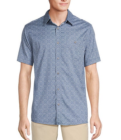 Rowm Short Sleeve Large Zigzag Print Shirt