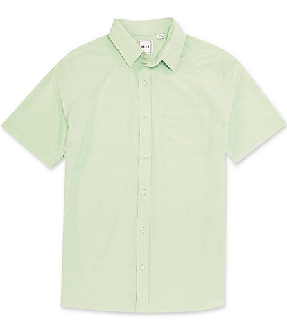 Rowm Short Sleeve Performance Point Collar Button Front Solid Shirt