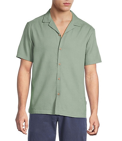 Rowm Short Sleeve Solid Textured Camp Shirt