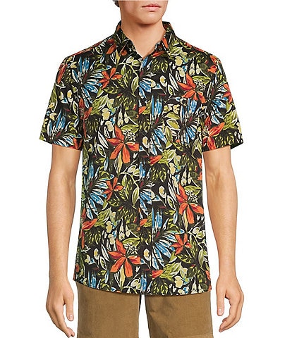 Rowm Short Sleeve Tropical Floral Print Shirt
