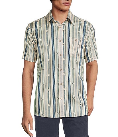 Rowm Short Sleeve Western Stripe Print Shirt
