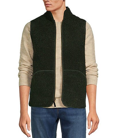 Rowm Solid Bonded Knit Sherpa Full Zip Mockneck Vest