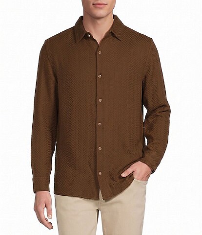 Rowm Solid Herringbone Woven Shirt
