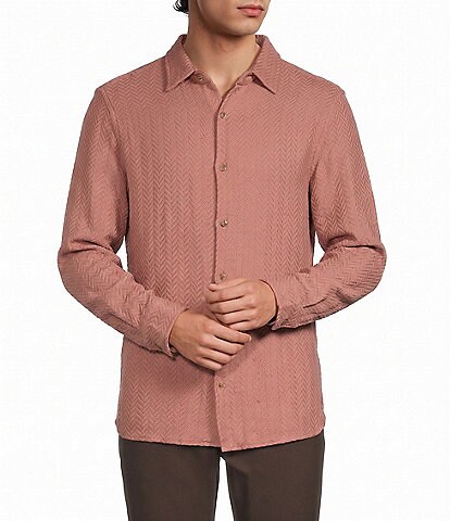 Rowm Solid Herringbone Woven Shirt