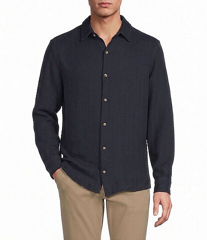 Rowm Solid Herringbone Woven Shirt