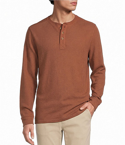 Rowm Solid Waffle Knit Henley Shirt