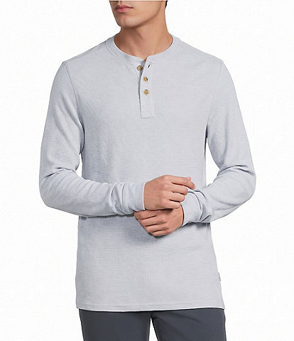 Rowm Solid Waffle Knit Henley Shirt