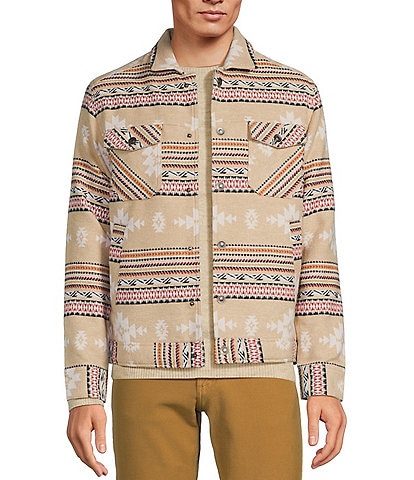 Rowm The Drifter Southwestern Jacquard Sherpa Lined Trucker Jacket