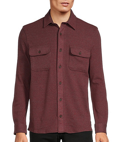Rowm The Lodge Collection Long Sleeve Solid Jacquard Button Down Knit Shirt