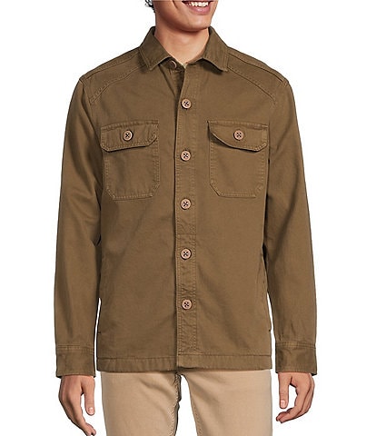 Rowm The Rambler Long Sleeve Garment Dyed Canvas Solid Shirt Jacket