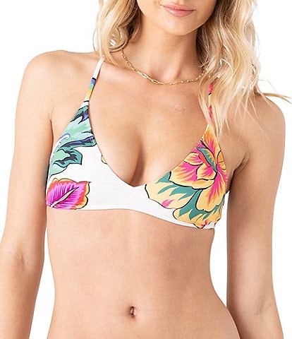 Roxy Beach Blossom Athletic Triangle Swim Top & Side Tie Hipster Bottom