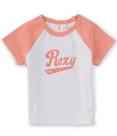 Roxy Big Girls 7-16 Raglan Sleeve Scripted-Logo Rib T-Shirt