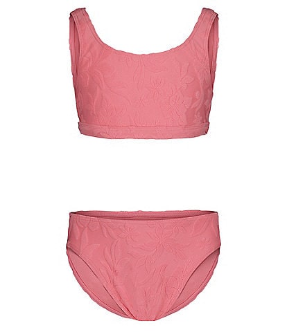 Roxy Big Girls Hula Loop Solid-Floral-Textured Tankini Top & Matching Bikini Bottom 2-Piece Swimsuit
