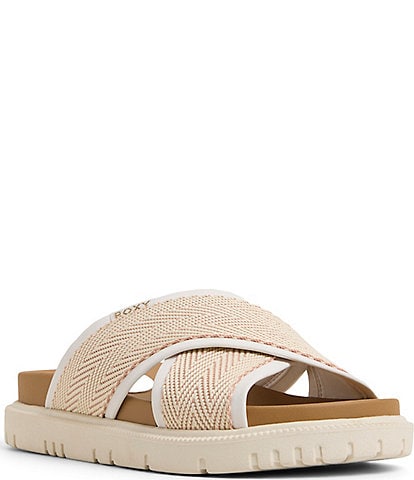 Roxy Capri Raffia Cross Band Slide Sandals