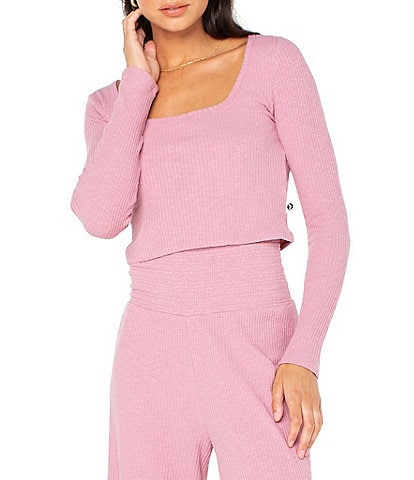 Roxy Feelin Cozy Long Sleeve Ribbed Knit Cropped Top