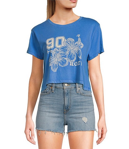 Roxy Hibiscus Collegiate Short Sleeve Crop Graphic T-Shirt