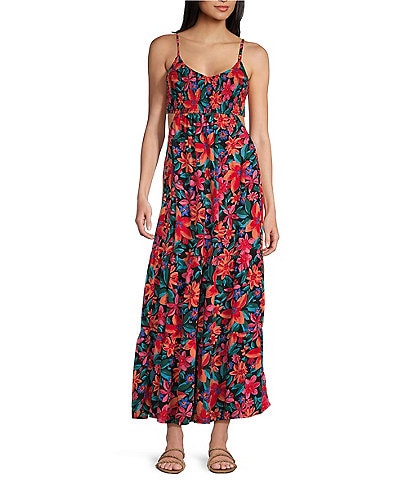 Roxy Hot Tropics Floral Print V-Neck Maxi Dress