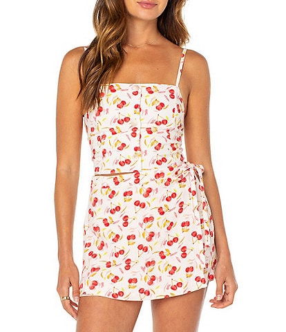 Roxy Island Sun Sleeveless Cherry Print Linen Blend Tank Top