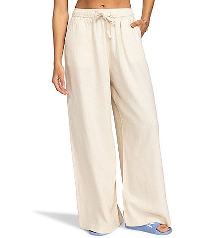 Roxy Lekeitio Break Mid Rise Linen Blend Pants