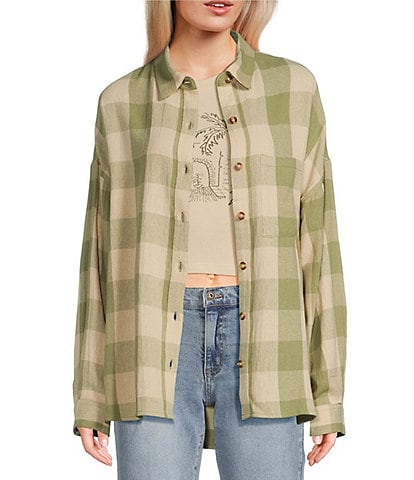 Roxy Lets Get Away Long Sleeve Plaid Woven Shirt