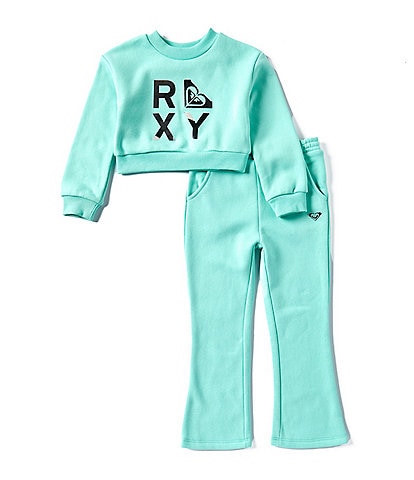 Roxy Little Girls 2T-6X Long Sleeve Logo Fleece Sweatshirt & Matching Jogger Pant Set