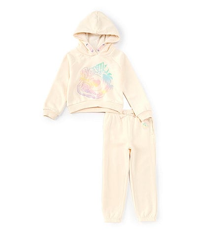 Roxy Little Girls 2T-6X Long Sleeve Logo Graphic Fleece Hoodie & Matching Fleece Jogger Pant Set