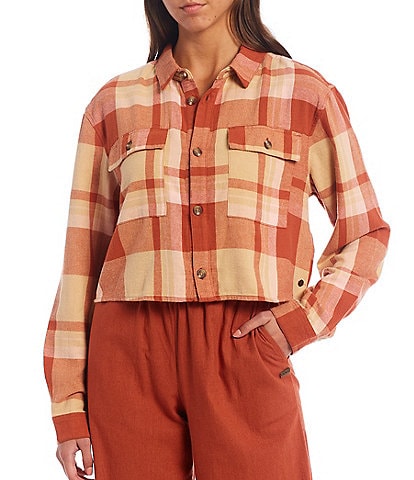 Roxy Long Sleeve Both Ways Plaid Woven Shirt