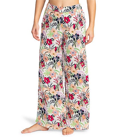 Angie Mid Rise Border Printed Coordinating Wide Leg Pants