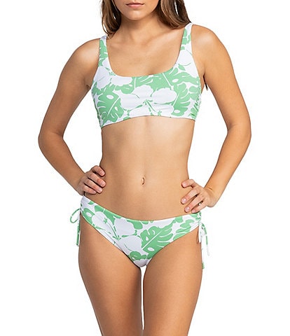Roxy OG Roxy Beach Classics Floral Print D Cup Underwire Bralette Swim Top & Side Tie Hipster Swim Bottom