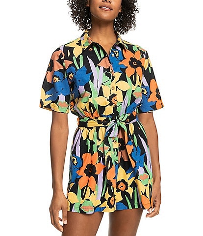 Roxy Real Yesterday Short Sleeve Floral Print Dress