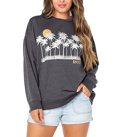 Roxy Relaxed Coastal Motion Crew Graphic Fleece Sweatshirt