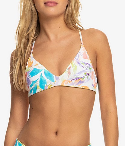Roxy Retro Floral Print Reversible Triangle Swim Top