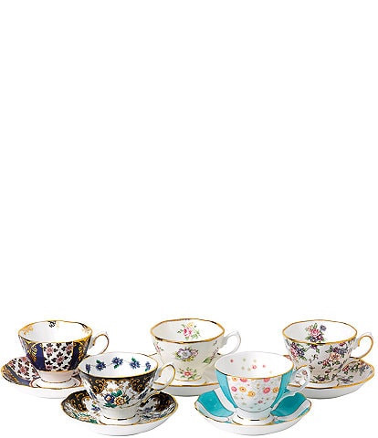Royal Albert 100 Years Anniversary Collection 1900-1940 Teacups & Saucers (Set of 5)