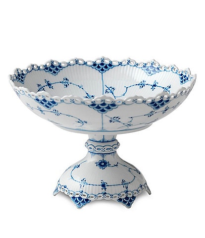 Royal Copenhagen Blue Fluted Full Lace Footed Compote