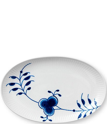 Royal Copenhagen Blue Fluted Floral Pattern Porcelain Mega 9#double; Oval Accent Dish
