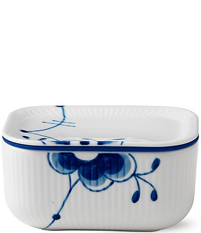 Royal Copenhagen Blue Fluted Floral Pattern Porcelain Mega Butter Jar with Lid