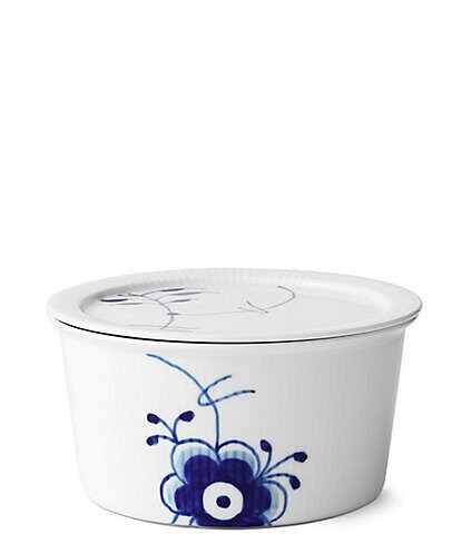 Royal Copenhagen Blue Fluted Floral Pattern Porcelain Mega Dish with Lid