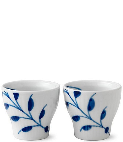 Royal Copenhagen Blue Fluted Floral Pattern Porcelain Mega Egg Cup, Set of 2