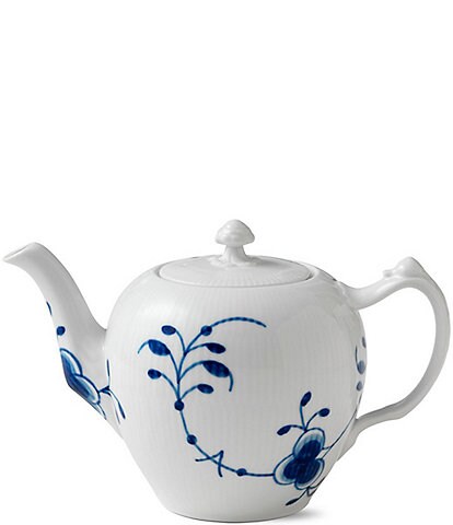 Royal Copenhagen Blue Fluted Floral Pattern Porcelain Mega Teapot
