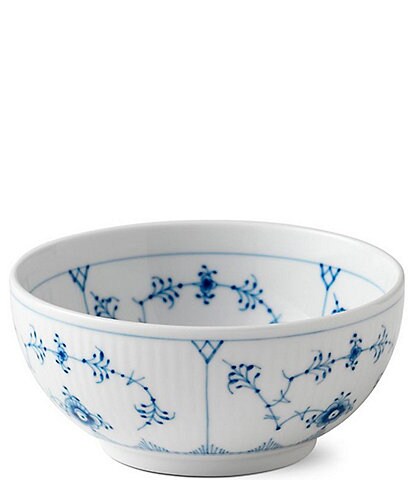 Royal Copenhagen Blue Fluted Plain Floral Pattern Motif Porcelain 1 Pint Bowl