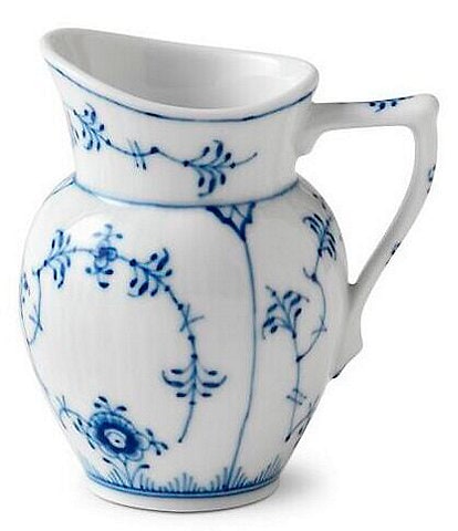 Royal Copenhagen Blue Fluted Plain Floral Pattern Motif Porcelain Cream Jug