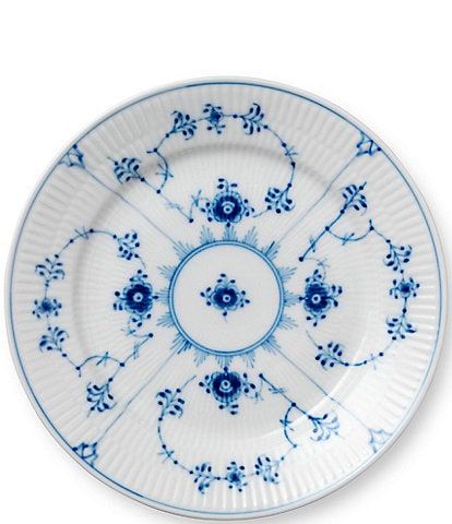 Royal Copenhagen Blue Fluted Plain Floral Motif Pattern Porcelain Dessert Plate