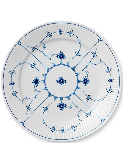 Royal Copenhagen Blue Fluted Plain Floral Pattern Motif Porcelain Dinner Plate