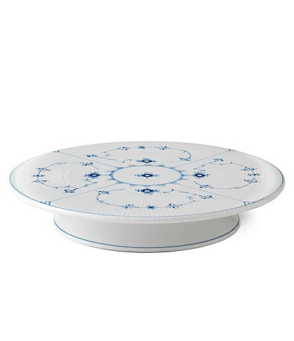 Royal Copenhagen Blue Fluted Plain Footed Cake Plate