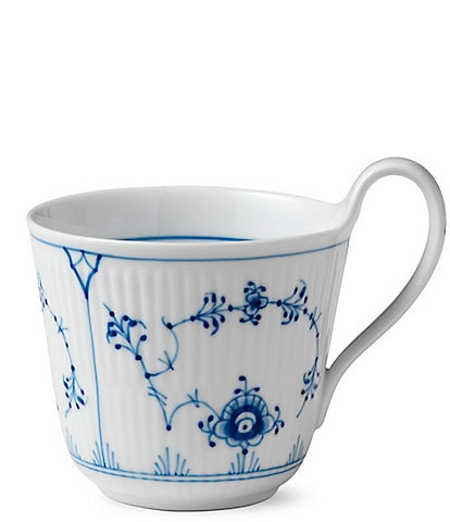 Royal Copenhagen Blue Fluted Plain Floral Pattern Porcelain High Handle Mug