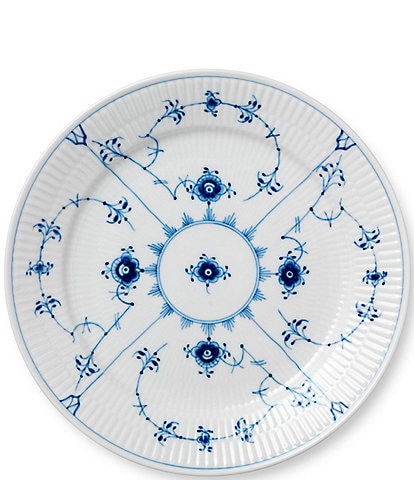 Royal Copenhagen Blue Fluted Plain Floral Pattern Porcelain Luncheon Plate