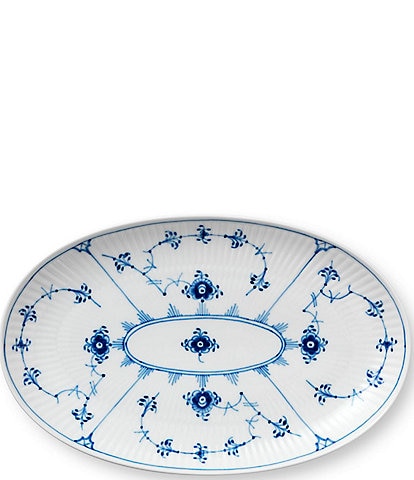 Royal Copenhagen Blue Fluted Plain Floral Pattern Porcelain Oval Accent Dish