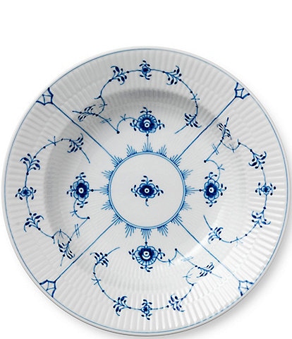 Royal Copenhagen Blue Fluted Plain Floral Pattern Porcelain Rim Soup Bowl