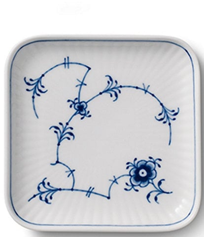 Royal Copenhagen Blue Fluted Plain Floral Pattern Porcelain Small Square Plate
