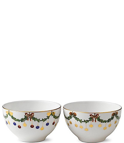 Royal Copenhagen Star Fluted Christmas Chocolate Bowl, Set of 2